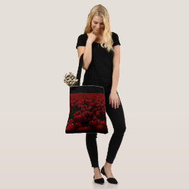  bloemen, zwart en diep, groen tote bag