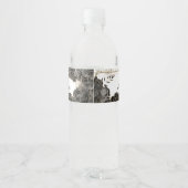 Bloemen Zwart en Goud Quinceañera Thema Waterfles Etiket (Achterkant)