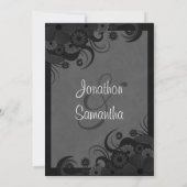 Bloemen Zwart en Grijs 5" x 7" Bruiloft uitnodigin Kaart (Achterkant)