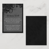 Bloemen Zwart en Grijs Bruiloft Wishing Well Informatiekaartje (Voorkant / Achterkant)