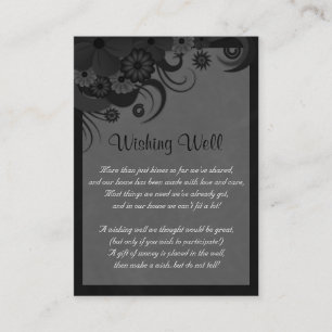 Bloemen Zwart en Grijs Bruiloft Wishing Well Informatiekaartje