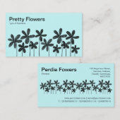 bloemen - zwart en ijsblauw visitekaartje (Voorkant / Achterkant)