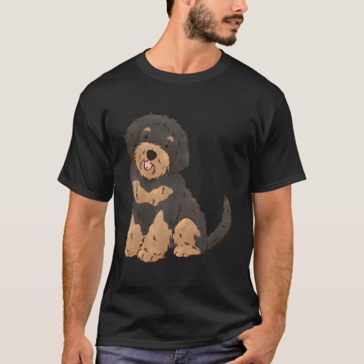 Bloemen Zwart en Tan Aussiedoodle Lovers Aussie Do T-shirt (Voorkant)