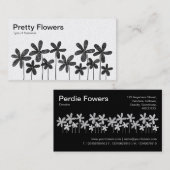  bloemen - zwart en wit (afwisselend) visitekaartje (Voorkant / Achterkant)