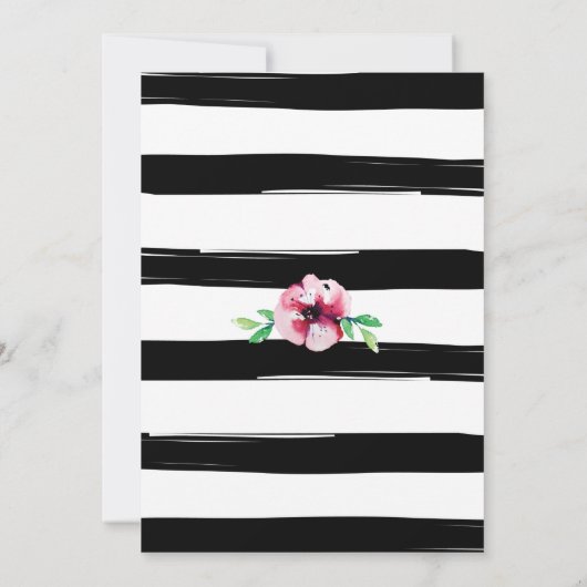 Bloemen Zwart en Wit Bruids Douche Uitnodiging (Achterkant)