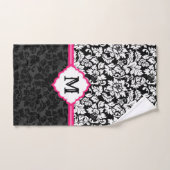 Bloemen zwart en wit damast bad handdoek (Handdoek)