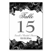 Bloemen zwart en wit Gepersonaliseerde tafelnummer (Voorkant)