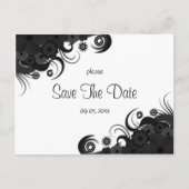 Bloemen Zwart en Wit Gotisch Save The Date Cards Aankondigingskaart (Voorkant)