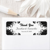 Bloemen Zwart en Wit Kleine Bruiloft Favor Labels (Insitu)