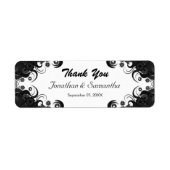 Bloemen Zwart en Wit Kleine Bruiloft Favor Labels (Voorkant)