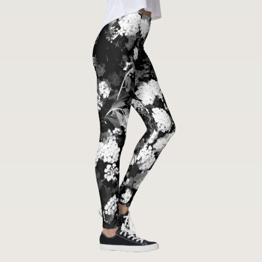 Bloemen - zwart en wit leggings (Rechts)