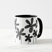 bloemen - zwart en wit mok (Voorkant rechts)