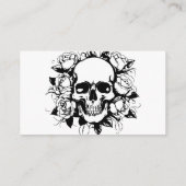 Bloemen Zwart en Wit Schedel Rozen Tattoo Artiest Visitekaartje (Achterkant)