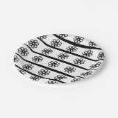 Bloemen zwart en wit strepen Bloemen Papieren Bordje (Gekanteld)