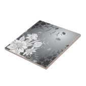 Bloemen zwart en wit tegeltje (Zijkant)