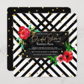 Bloemen zwart en wit uitnodiging (Voorkant / Achterkant)