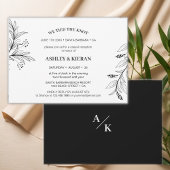 Bloemen Zwart en Wit We Bied de Knoop Receptie Kaart