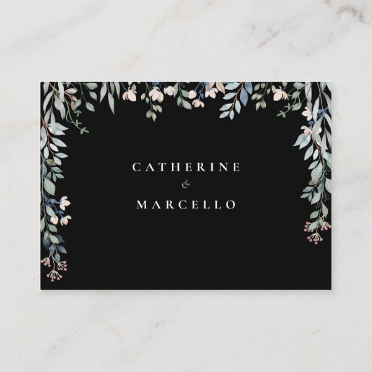 Bloemen zwart en wit wensen goed huwelijk informatiekaartje (Achterkant)