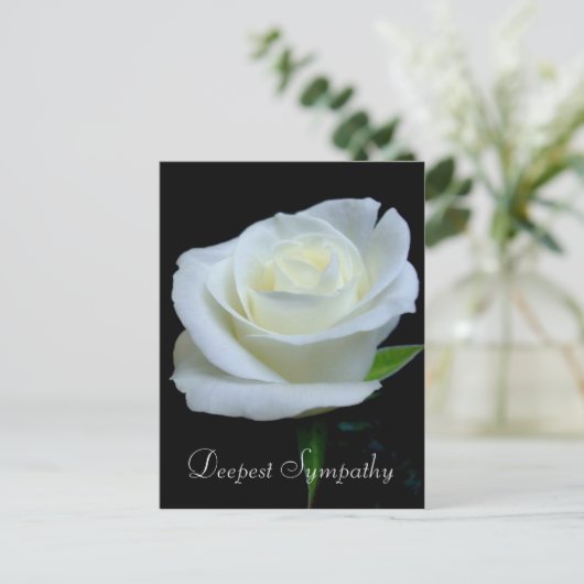 Bloemen Zwart en Witte Roos Diepste Sympathie Briefkaart (Staand voorkant)