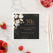Bloemen Zwart Goud 50ste bruiloft Jubileum Servet (Insitu)