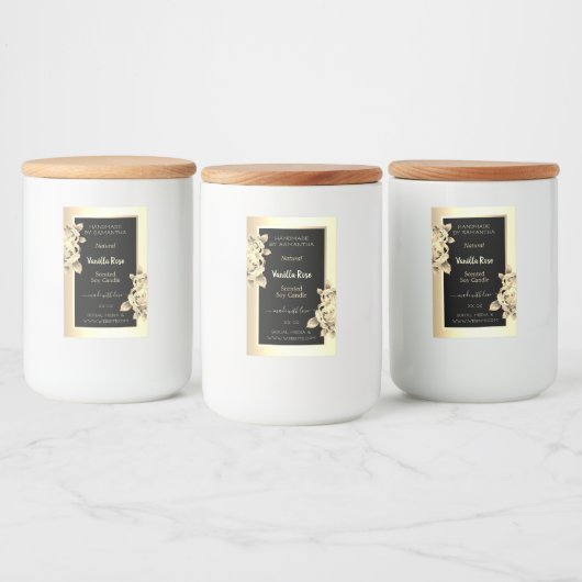Bloemen Zwart Goud Product Etiketten Kaarsen & Sch (Flessen)
