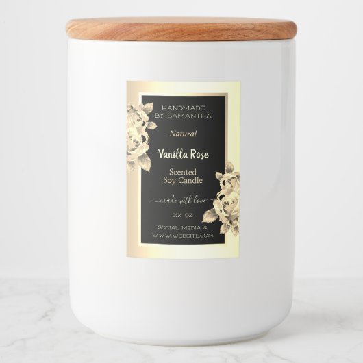 Bloemen Zwart Goud Product Etiketten Kaarsen & Sch (Voorkant)