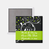 Bloemen zwart groen bruiloft Save the Date Magneet (Voorkant / Achterkant)