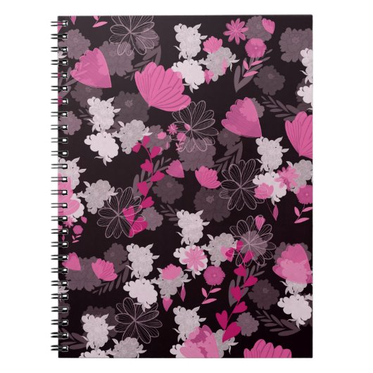 bloemen zwart notitieboek (Voorkant)
