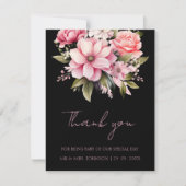Bloemen Zwart Roze Bloemen Donker Esthetische Brui Bedankkaart (Voorkant)