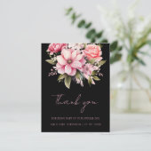 Bloemen Zwart Roze Bloemen Donker Esthetische Brui Bedankkaart (Staand voorkant)
