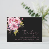Bloemen Zwart Roze Bloemen Donker Esthetische Brui Bedankkaart (Staand voorkant)
