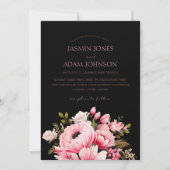 Bloemen Zwart Roze Bloemen Donker Esthetische Brui Kaart (Voorkant)