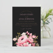 Bloemen Zwart Roze Bloemen Donker Esthetische Brui Kaart (Staand voorkant)