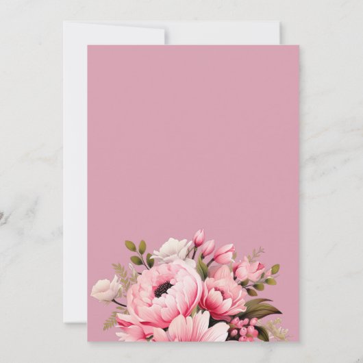 Bloemen Zwart Roze Bloemen Donker Esthetische Brui Kaart (Achterkant)