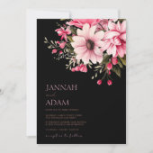 Bloemen Zwart Roze Bloemen Donker Esthetische Brui Kaart (Voorkant)