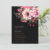 Bloemen Zwart Roze Bloemen Donker Esthetische Brui Kaart (Staand voorkant)