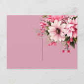 Bloemen Zwart Roze Donker Bruiloft Save the Date Briefkaart (Achterkant)