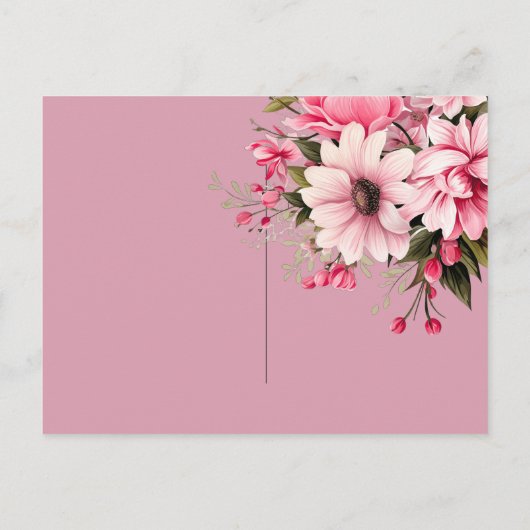 Bloemen Zwart Roze Donker Bruiloft Save the Date Briefkaart (Achterkant)