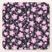 Bloemen Zwart Roze Mooie Kersenbloesem Kartonnen Onderzetters (Voorkant)