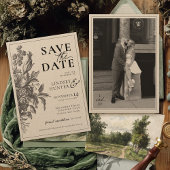  Bloemen Zwart Rustiek Kraft Boho Huwelijk Save The Date