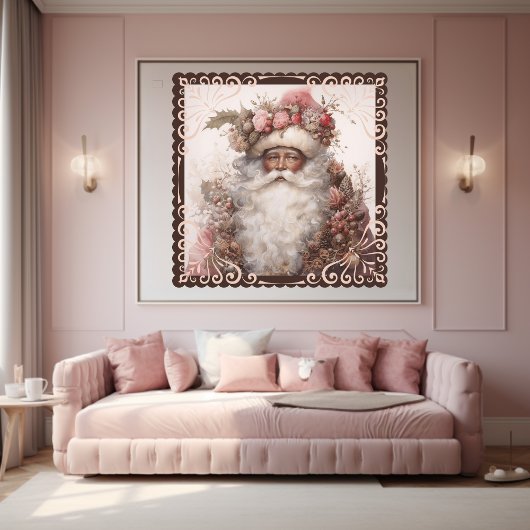  Bloemen Zwart Santa Illustratie: Bloemen Poster