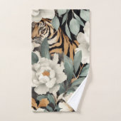 Bloemen zwart  sierlijke tijger bad handdoek (Handdoek)