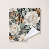 Bloemen zwart  sierlijke tijger bad handdoek (Wasdoekje)