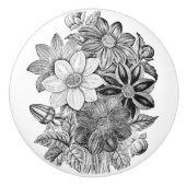  bloemen zwart, wit afdrukken keramische knop (Voorkant)
