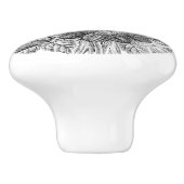  bloemen zwart, wit afdrukken keramische knop (Zijkant)