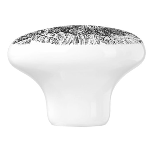  bloemen zwart, wit afdrukken keramische knop (Zijkant)