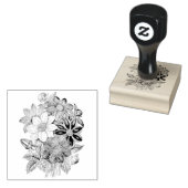 bloemen zwart, wit afdrukken rubberstempel (Gestempeld)