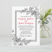  Bloemen Zwart-wit Bloemen Trouwen Kaart (Staand voorkant)