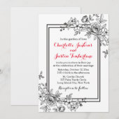  Bloemen Zwart-wit Bloemen Trouwen Kaart (Voorkant / Achterkant)