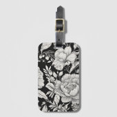  Bloemen Zwart-wit Classic Bagagelabel (Voorkant (verticaal))